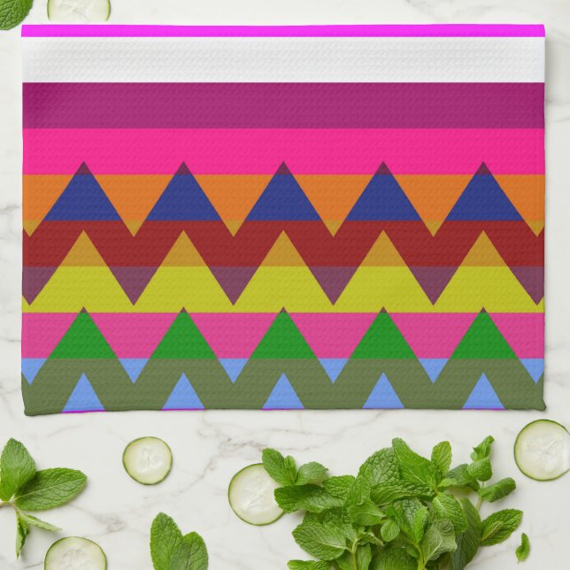 Trendy Zickzack Stripes Muster #26 Geschirrtuch (Gefaltet)