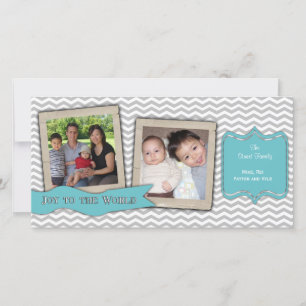 Trendy Zigzag Holiday Foto Card Feiertagskarte