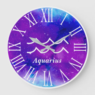 Trendy Zodiac Nebula Aquarius Symbol Große Wanduhr