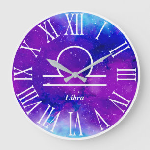 Trendy Zodiac Nebula Libra Symbol Große Wanduhr