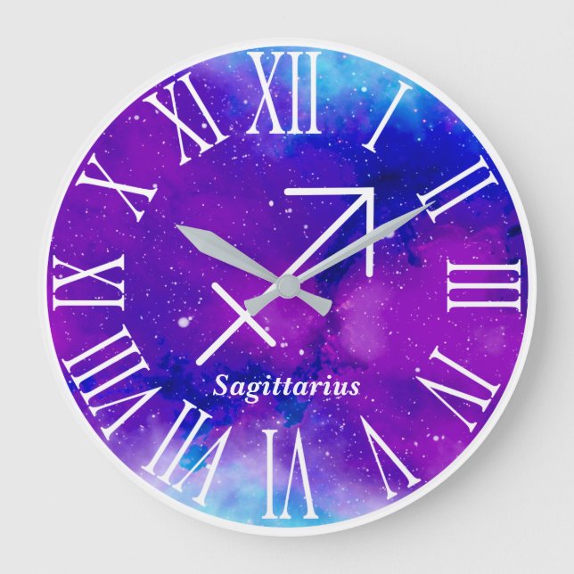 Trendy Zodiac Nebula Sagittarius Symbol Große Wanduhr (Vorderseite)