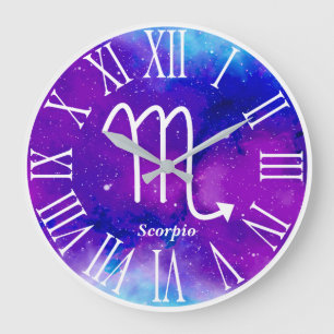 Trendy Zodiac Nebula Scorpio-Symbol Große Wanduhr