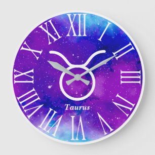 Trendy Zodiac Nebula Taurus Symbol Große Wanduhr
