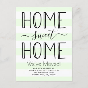 Trendy Zuhause Sweet Zuhause Typografy Mint Moving Ankündigungspostkarte