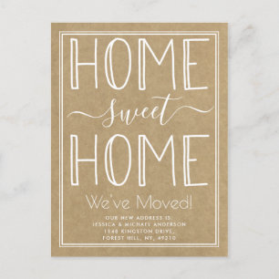 Trendy Zuhause Sweet Zuhause Typografy Moving Ankündigungspostkarte