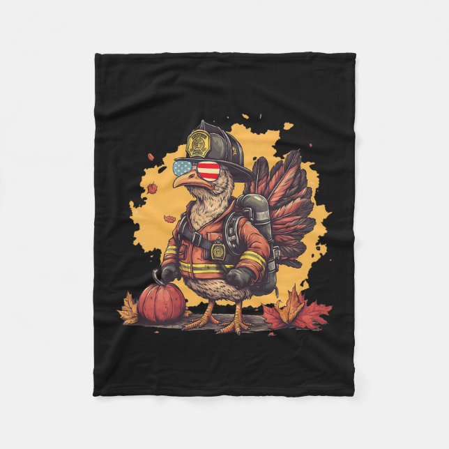 Trendyz Design Herren Thanksgiving Firefighter - B Fleecedecke (Vorderseite)