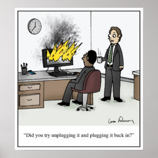 Trennen Sie das Plug-and-Plug-In im Cartoon. Poster