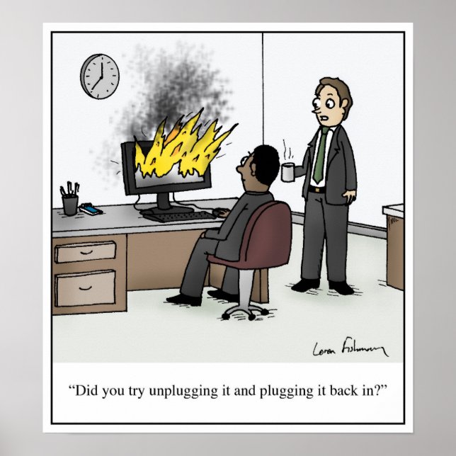 Trennen Sie das Plug-and-Plug-In im Cartoon. Poster (Vorne)