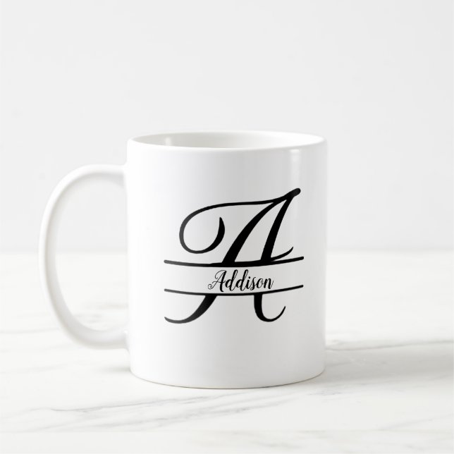 Trennmonogramm A-Z Schwarz und Weiß Kaffeetasse (Links)