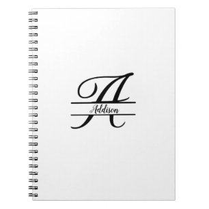 Trennmonogramm A-Z Schwarz und Weiß Notizblock