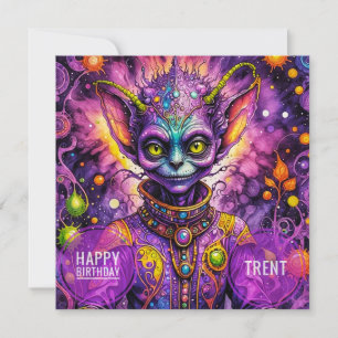 TRENT ~ Geburtstagskarte ~ Freundliche Lila Alien 