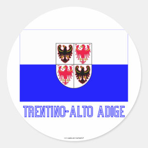 Trentino-Südtirol-Flagge mit Namen Runder Aufkleber
