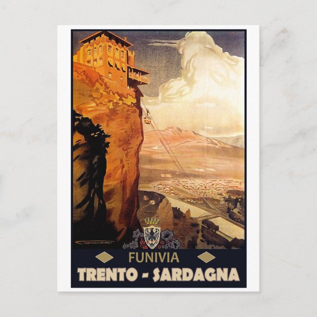 Trento - Sardische Gondelbahn Postkarte (Vorderseite)