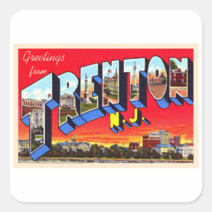 Trenton New Jersey Vintag Large Letter Postcard Quadratischer Aufkleber