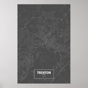 Trenton, New-Jersey (weiß auf Schwarzem) Poster