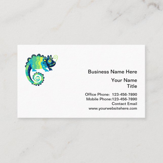 Treny Chameleon Animal Logo Business Cards Visitenkarte (Vorderseite)