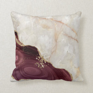 Treny Cream Burgundy Marble Stone Textur Kissen
