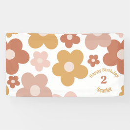Treny Retro Daisies Girl Birthday Banner