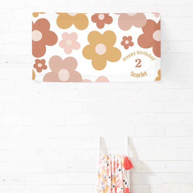 Treny Retro Daisies Girl Birthday Banner (InSitu)