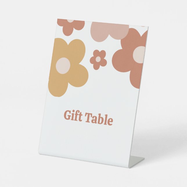 Treny Retro Daisies Girl Birthday Sockelschild (Vorderseite)