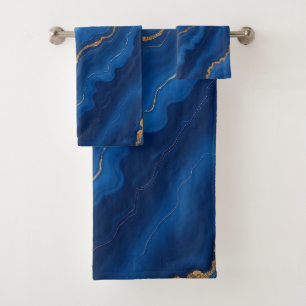 Treny Royal Blue Gold Marble Collection Badhandtuch Set