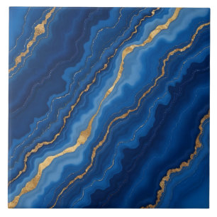 Treny Royal Blue Gold Marble Collection Fliese