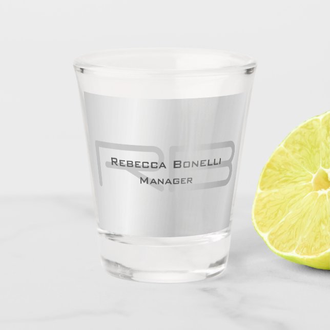 Treny Style Gray Monogram Minimalistisch Schlicht  Schnapsglas (Vorderseite)