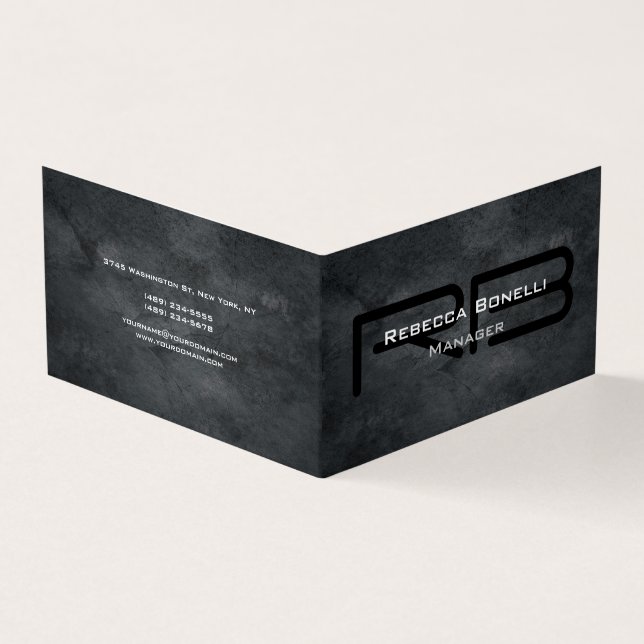 Treny Style Gray Monogram Minimalistisch Schlicht  Visitenkarten (Vorderseite)