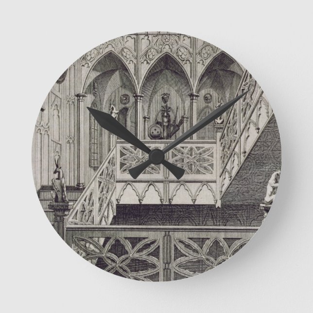 Treppe auf Strawberry Hill, graviert von J. Newto Runde Wanduhr (Vorderseite)