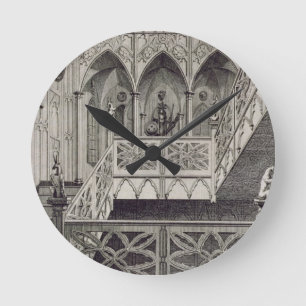 Treppe auf Strawberry Hill, graviert von J. Newto Runde Wanduhr