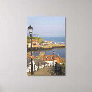 Treppe hinunter zum Hafen, Whitby, Norden Leinwanddruck