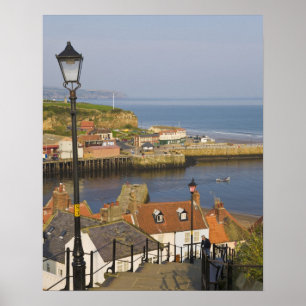Treppe hinunter zum Hafen, Whitby, Norden Poster