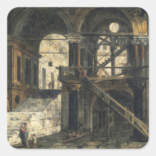 Treppe in einem Renaissancehaus, c.1741-42 Quadratischer Aufkleber