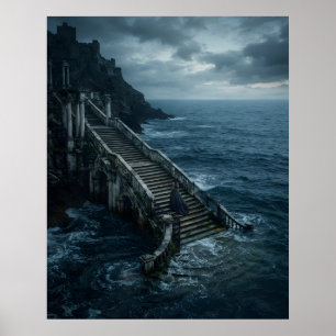 Treppe und Ozean Poster