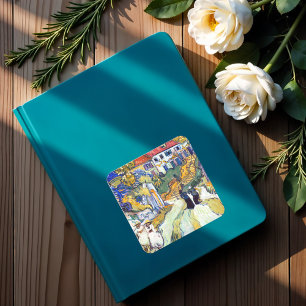 Treppe von Auvers durch Vincent Van Gogh Quadratischer Aufkleber