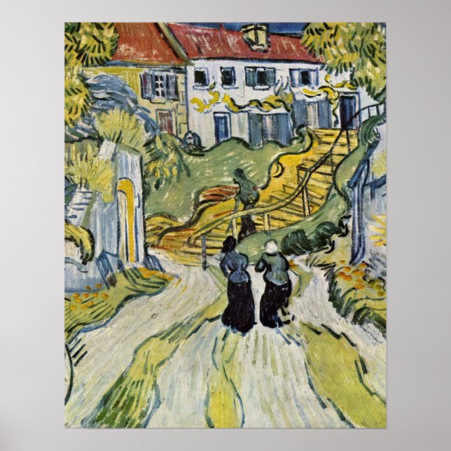 Treppe von Auvers durch Vincent Willem van Gogh Poster (Vorne)