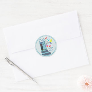 Treppe zum Frieden: Soziale Medien an der Tür Verl Runder Aufkleber