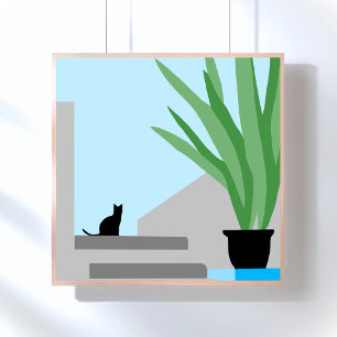 Treppe zum Himmel   Katze moderne herunterladbare  Poster