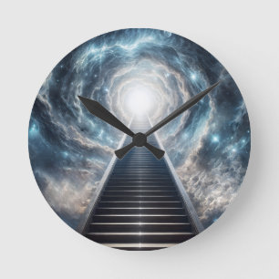 Treppe zum Himmel Runde Wanduhr