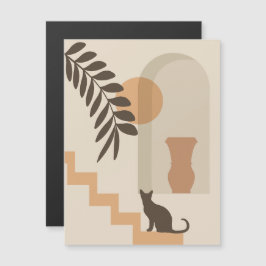 Treppen-Blatt-Vase Katze, Boho-Abstract-Geometrisc Magneteinladung