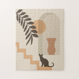 Treppen-Blatt-Vase Katze, Boho-Abstract geometrisc Puzzle