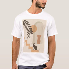 Treppen-Blatt-Vase Katze, Boho-Abstract-Geometrisc T-Shirt