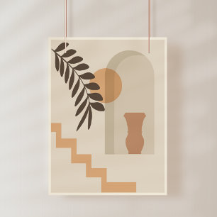 Treppen-Blatt-Vase Sonne, Boho-Abstracte Geometris Fotodruck