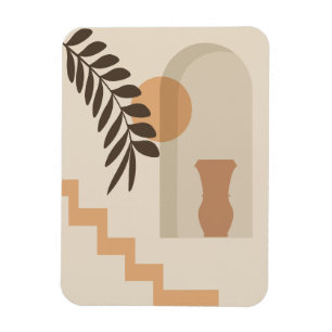 Treppen-Blatt-Vase Sonne, Boho-Abstracte Geometris Magnet