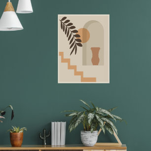 Treppen-Blatt-Vase Sonne, Boho-Abstracte Geometris Poster