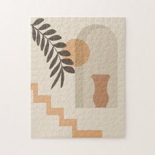 Treppen-Blatt-Vase Sonne, Boho-Abstracte Geometris Puzzle