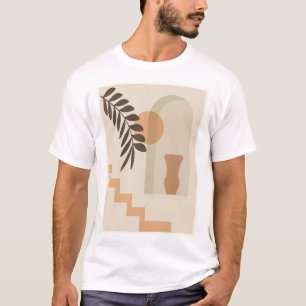 Treppen-Blatt-Vase Sonne, Boho-Abstracte Geometris T-Shirt
