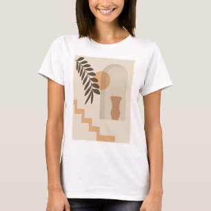 Treppen-Blatt-Vase Sonne, Boho-Abstracte Geometris T-Shirt