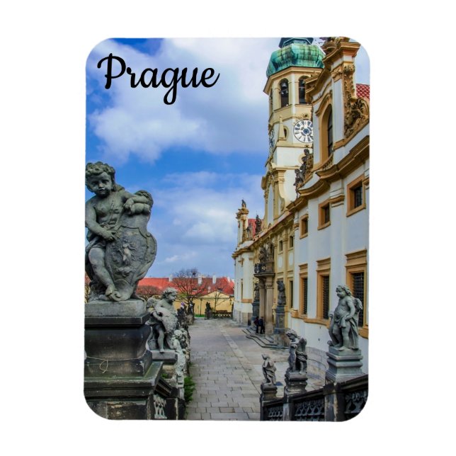 Treppen mit Stein Engel in der Kirche Loreto Prag Magnet (Vertikal)