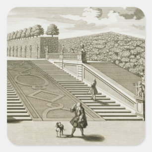Treppen zur Gartenterrasse, Belvedere Palace, Vie Quadratischer Aufkleber